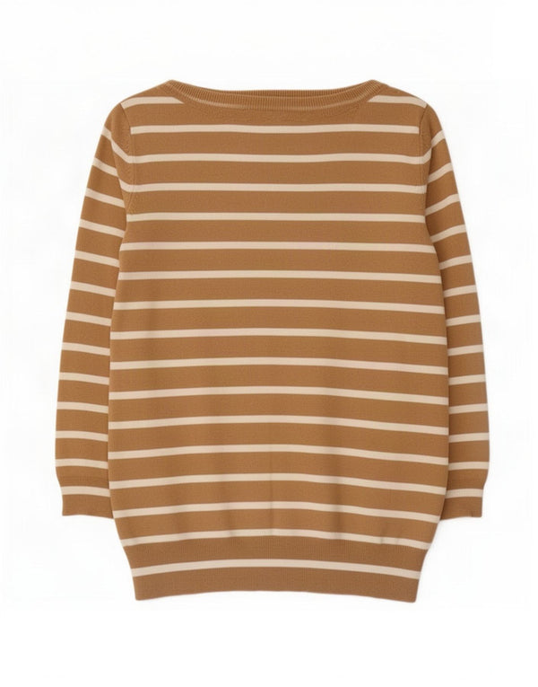 Maglione Zara da donna con scollo a barchetta e maniche a 3/4 UK 14 a righe grandi color kaki