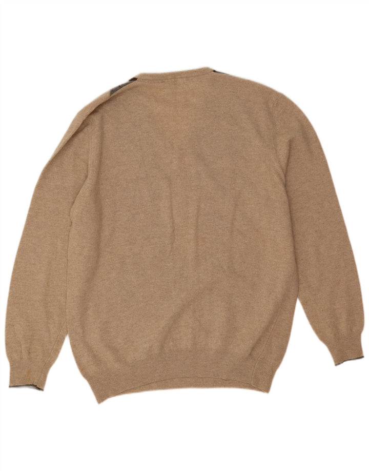 Maglione da uomo con scollo a V Melaverde 2XL Beige Argyle/Lana diamante