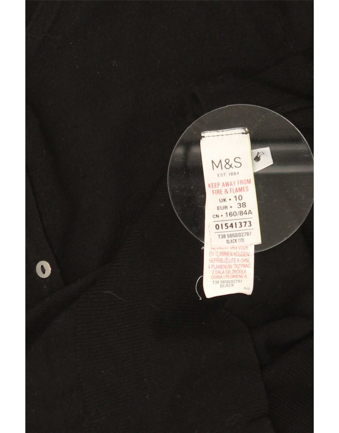 Maglione cardigan da donna Marks & Spencer UK 10 piccolo viscosa nera