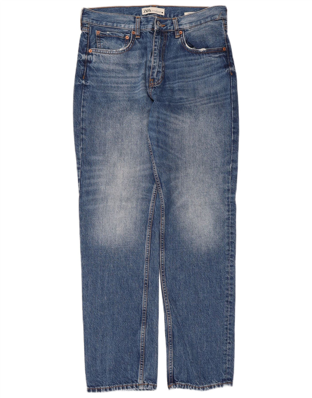 Jeans dritti da donna Zara EU 40 medio W30 L30 cotone blu