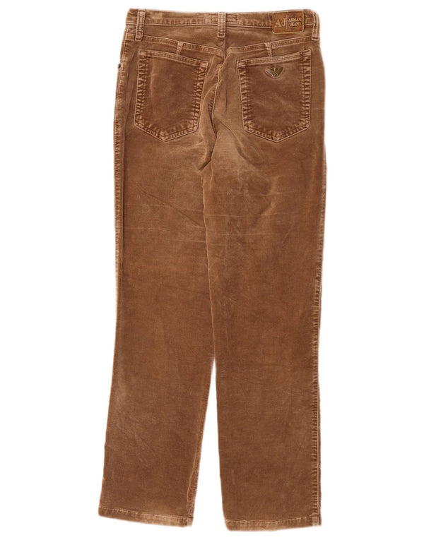 Pantaloni casual dritti da donna in velluto ARMANI W27 L26 cotone marrone