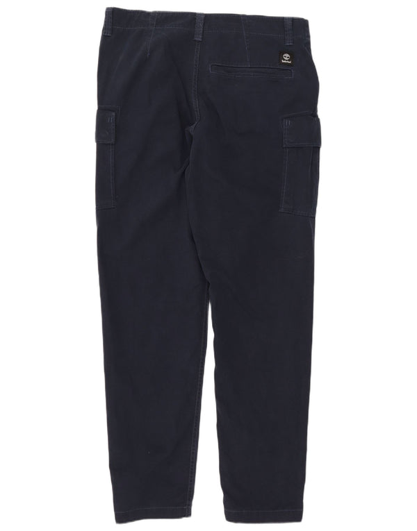 Pantaloni cargo dritti da uomo TIMBERLAND W34 L32 cotone blu navy
