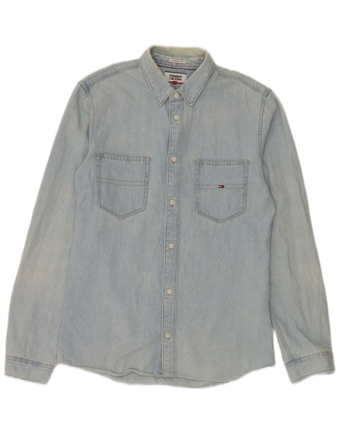 Camicia di jeans vestibilità regolare da uomo Tommy Hilfiger in cotone blu medio