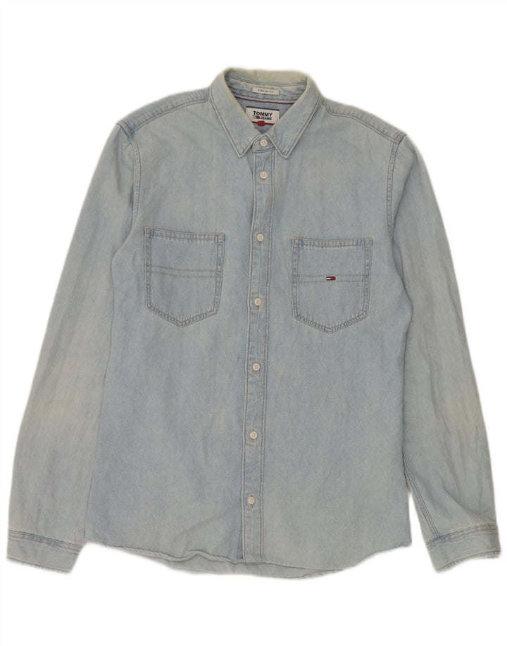 Camicia di jeans vestibilità regolare da uomo Tommy Hilfiger in cotone blu medio