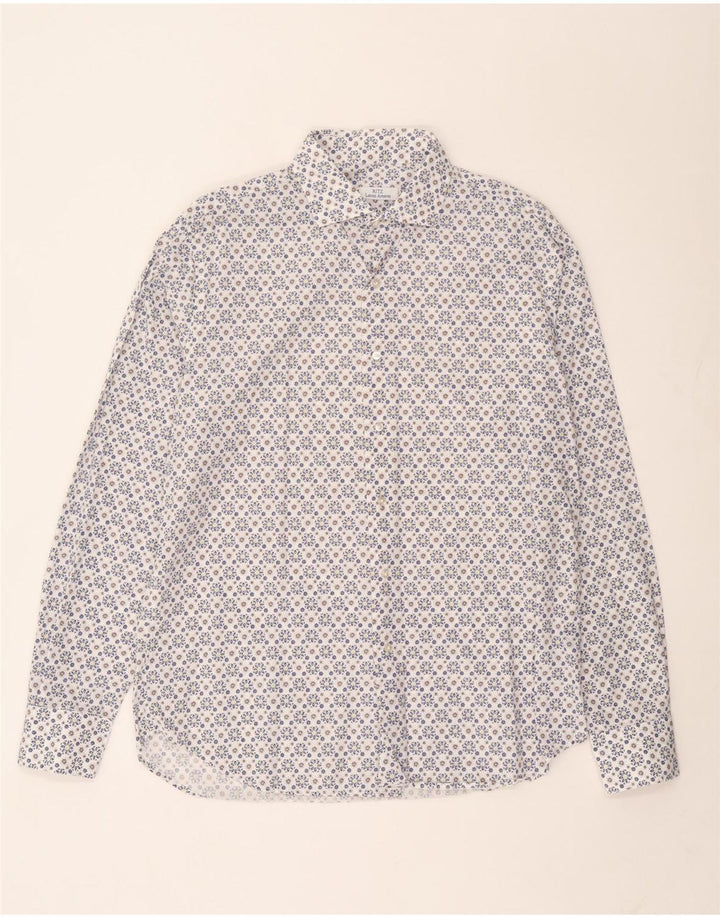 Camicia da uomo Ritz taglia 44 17 1/2 XL cotone floreale bianco