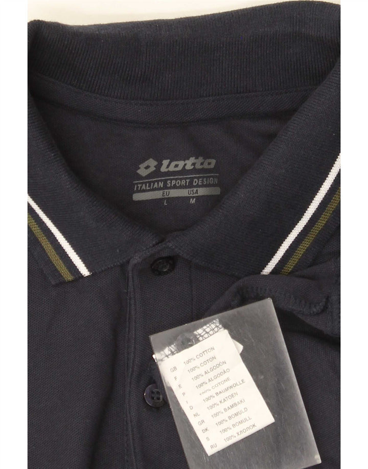 Polo da uomo Lotto in cotone a righe medie blu navy
