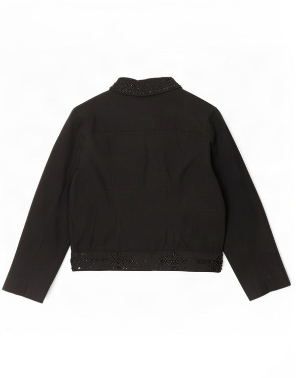 Roccobarocco Womens Bomber Jacket IT 46 Large Black Cotton