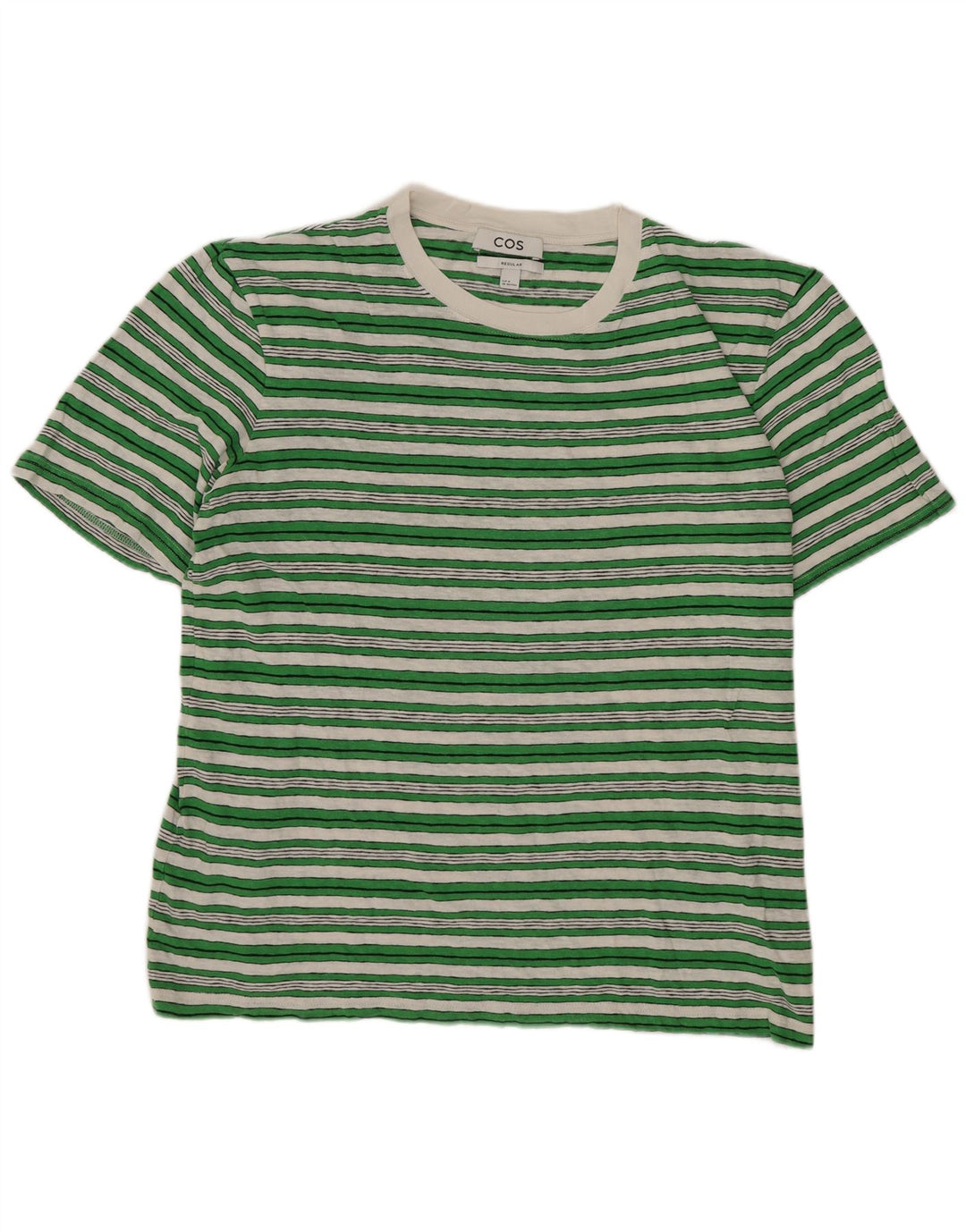T-shirt Cos da uomo vestibilità regolare Top in cotone a righe verde medio
