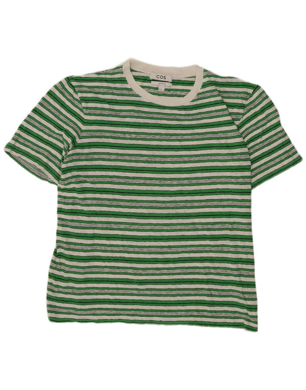 T-shirt Cos da uomo vestibilità regolare Top in cotone a righe verde medio