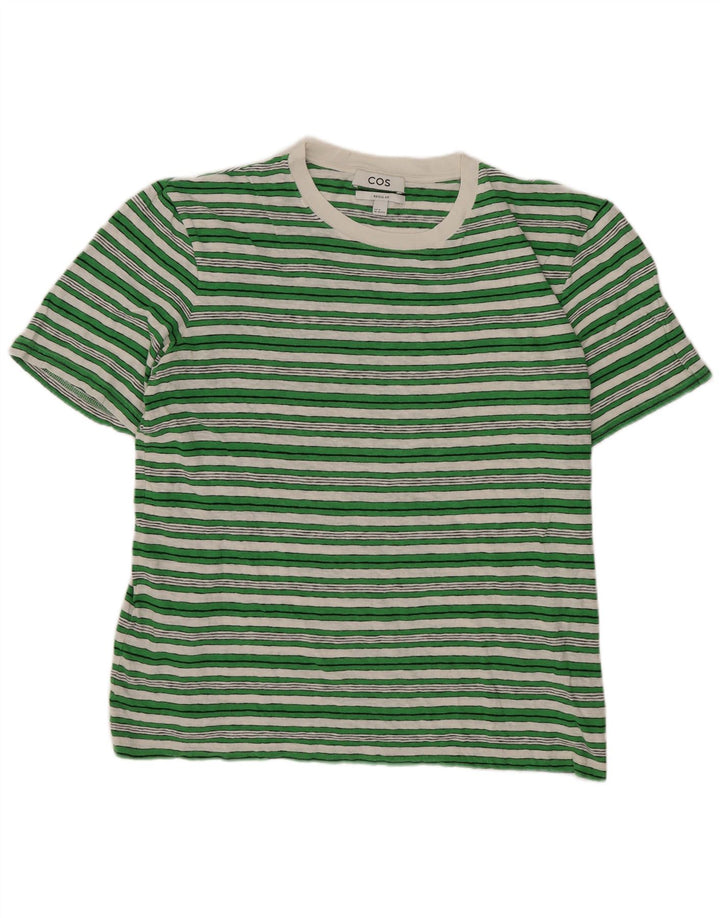 T-shirt Cos da uomo vestibilità regolare Top in cotone a righe verde medio