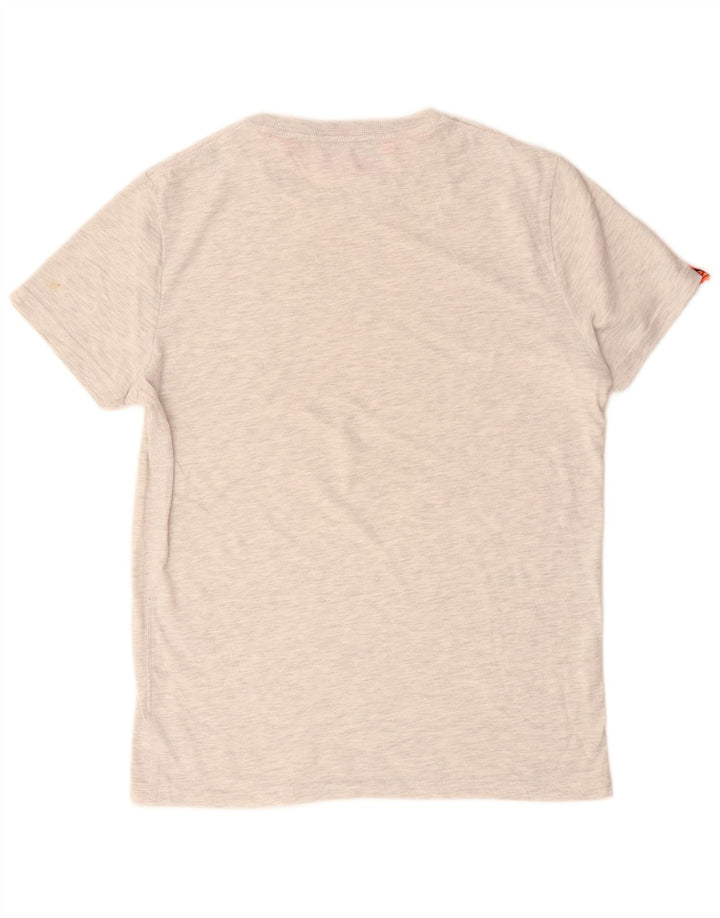 T-shirt grafica da uomo Superdry Top grande in cotone chiazzato grigio