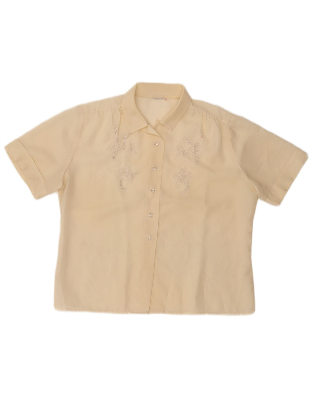 Camicetta a maniche corte da donna VINTAGE UK 14 giallo medio floreale