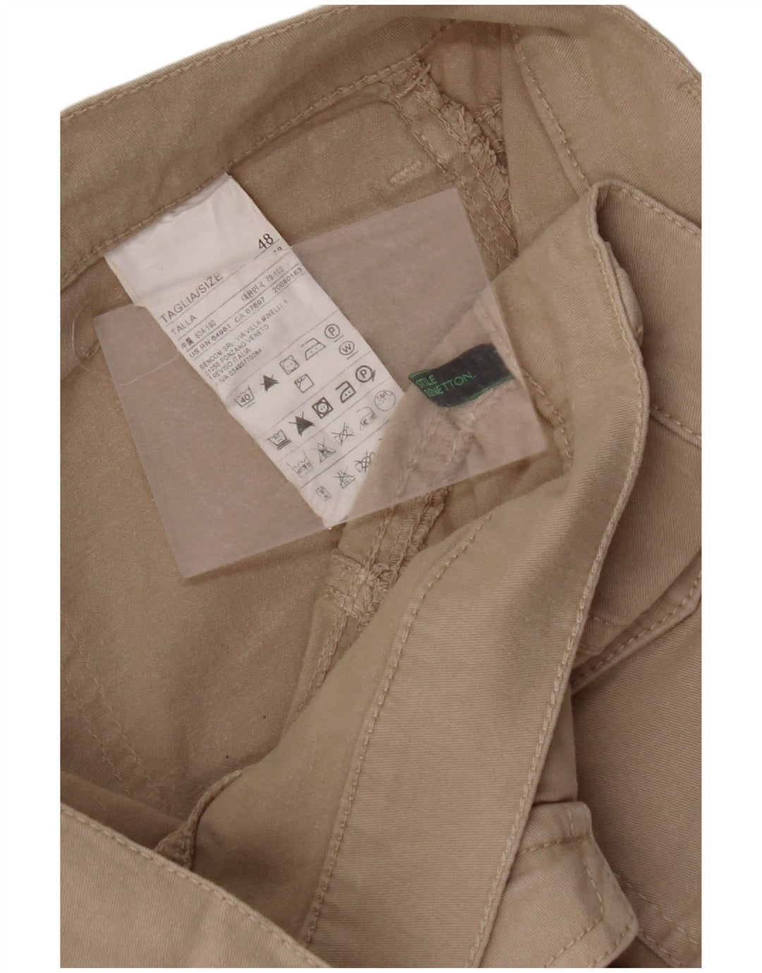 Pantaloni cargo slim da donna BENETTON IT 48 XL W36 L31 Cotone Beige