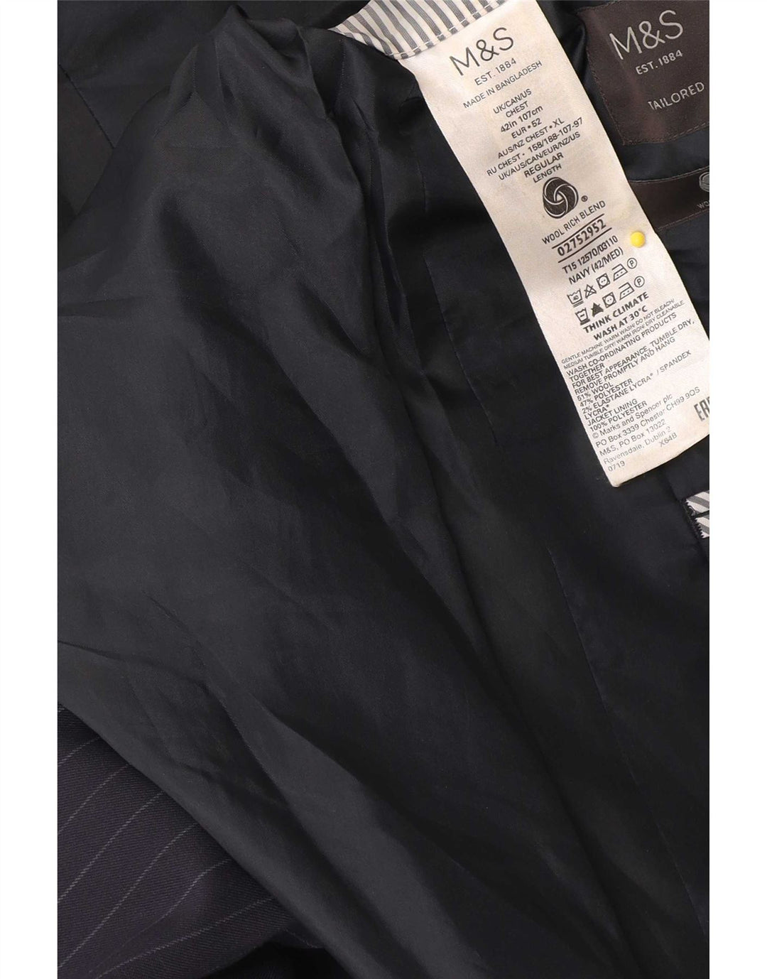 Giacca blazer da uomo Marks & Spencer IT 42 medio blu navy gessato