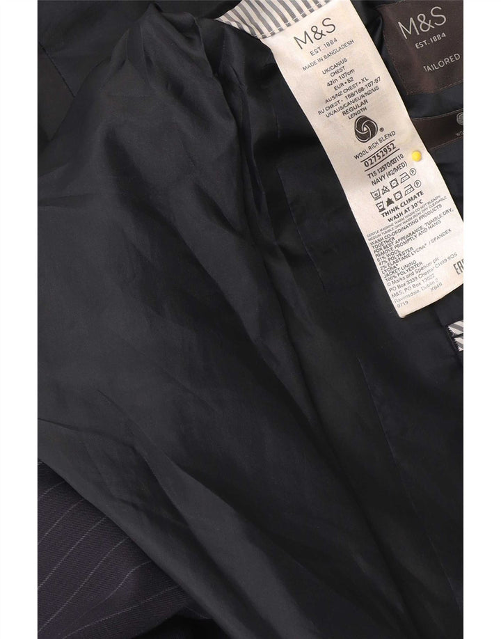 Giacca blazer da uomo Marks & Spencer IT 42 medio blu navy gessato
