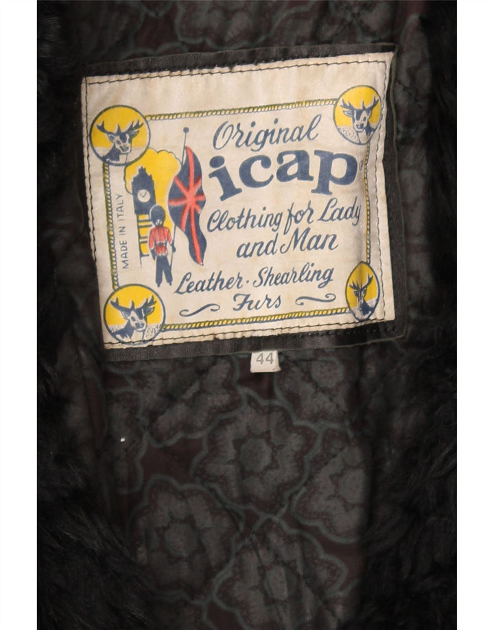 VINTAGE Womens Leather Jacket IT 44 Medium Black Leather Vintage Vintage and Second-Hand Vintage from Messina Hembry 