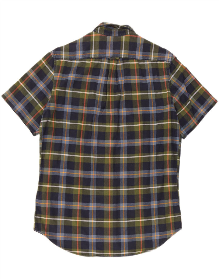 Camicia a maniche corte da uomo Timberland in cotone a quadri blu navy medio
