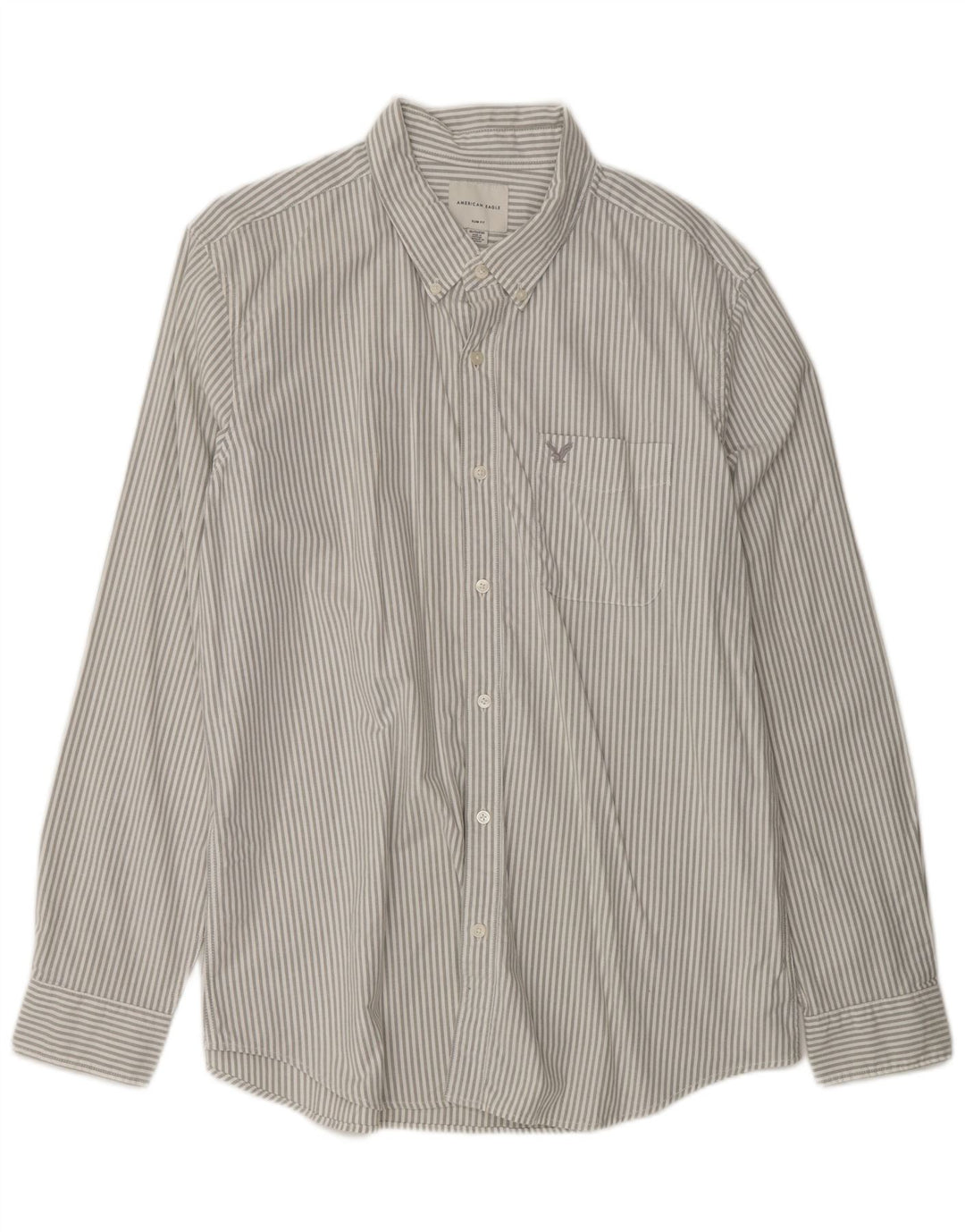 AMERICAN EAGLE Camicia da uomo slim fit XL in cotone gessato grigio