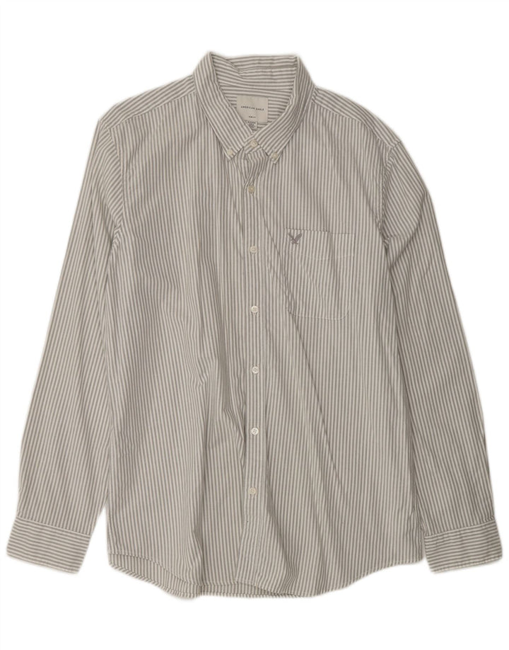 AMERICAN EAGLE Camicia da uomo slim fit XL in cotone gessato grigio