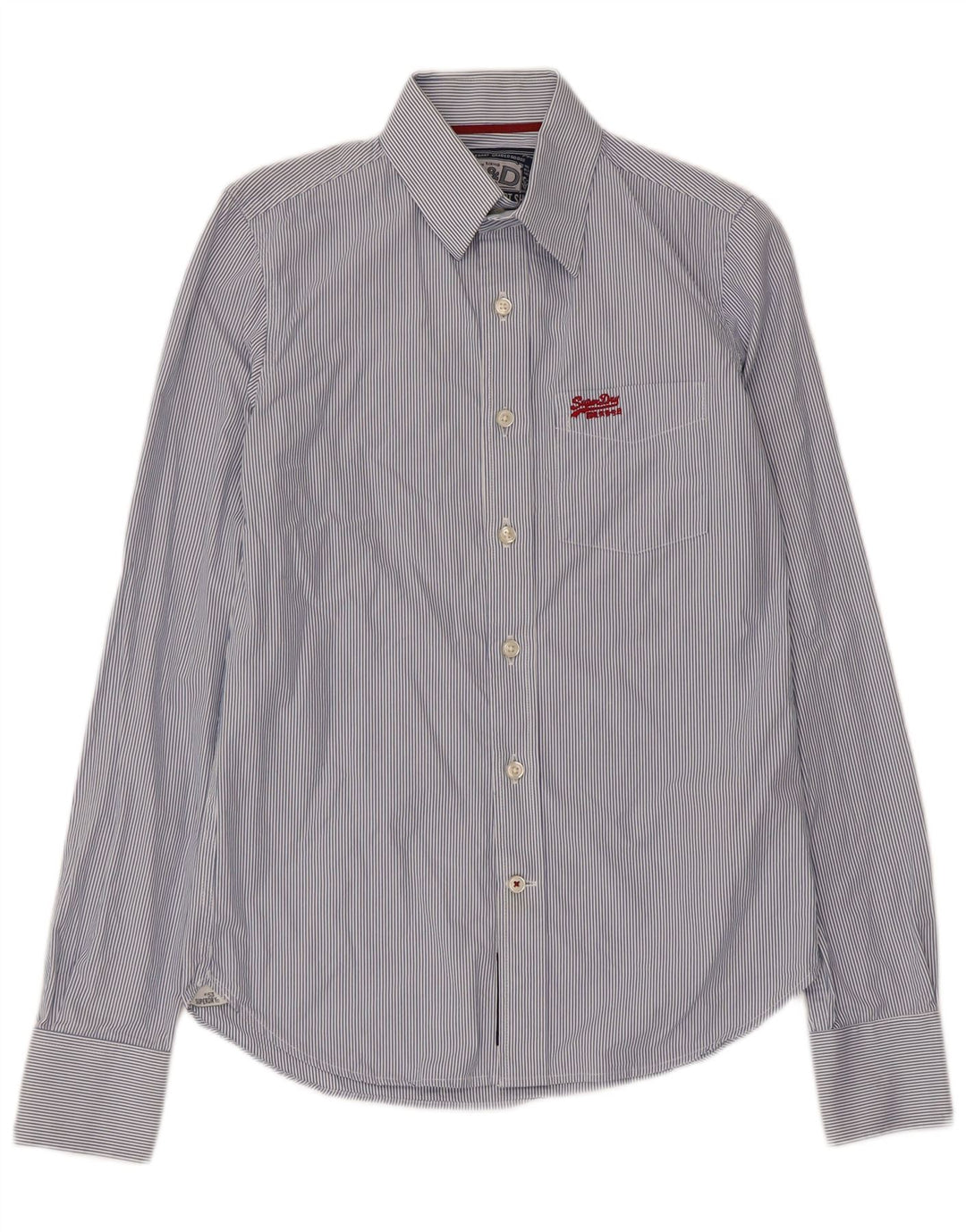 Camicia da uomo Superdry Small in cotone gessato blu