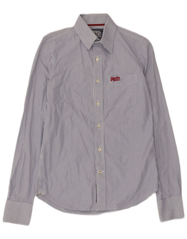 Camicia da uomo Superdry Small in cotone gessato blu