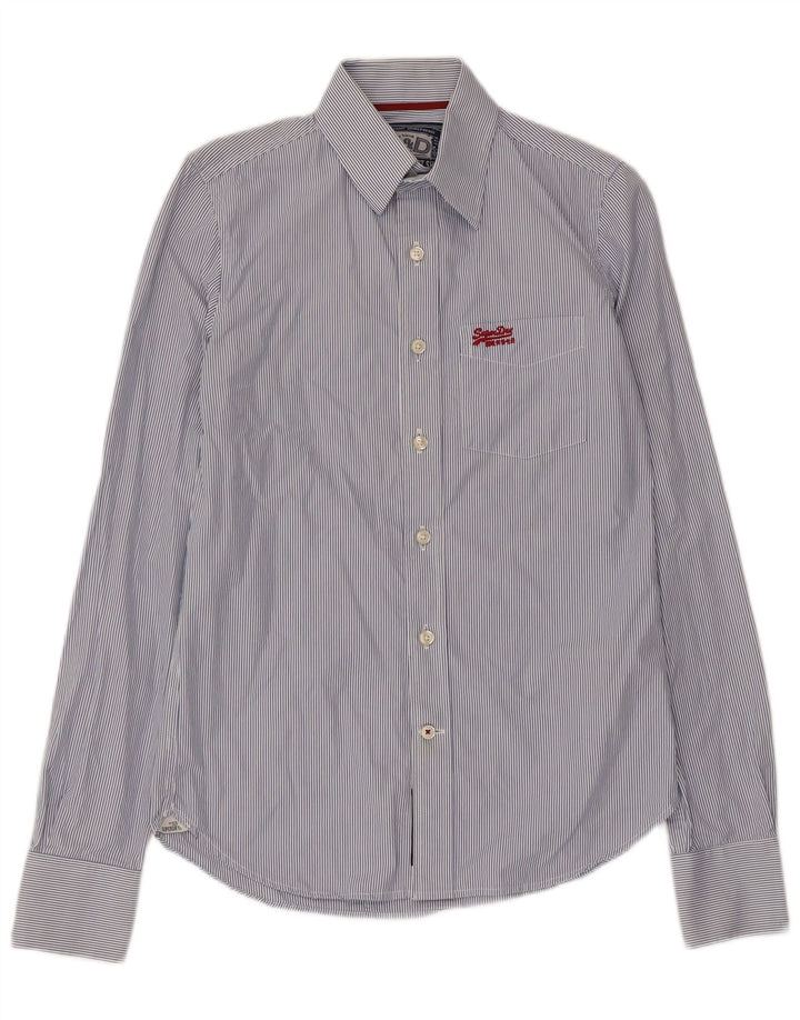 Camicia da uomo Superdry Small in cotone gessato blu