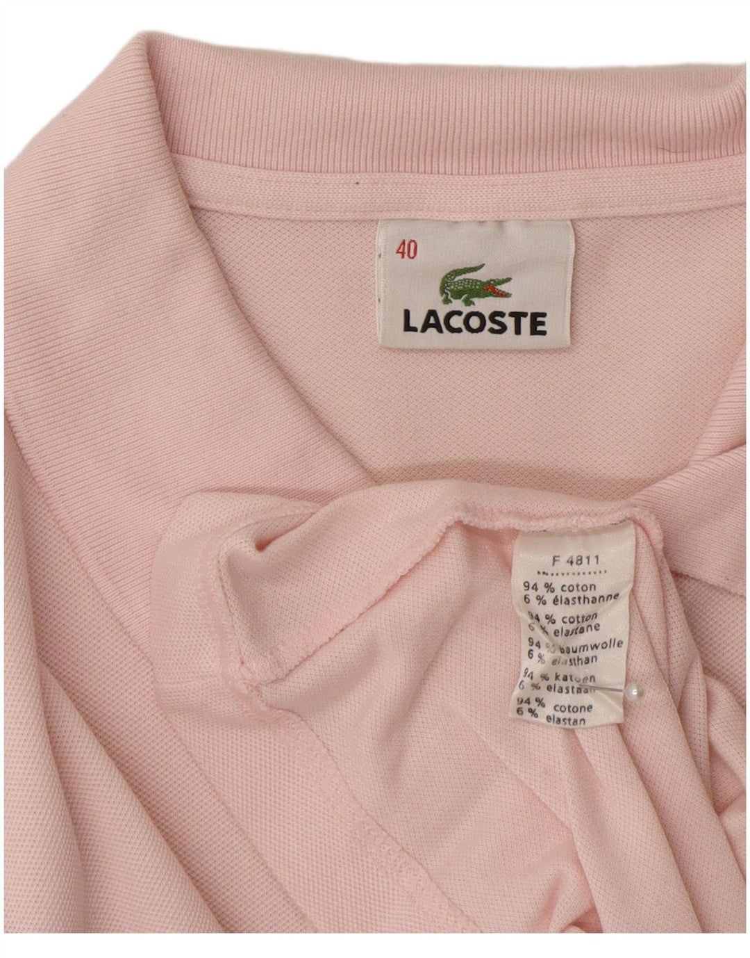 Polo da donna a maniche lunghe Lacoste taglia 40 cotone rosa medio