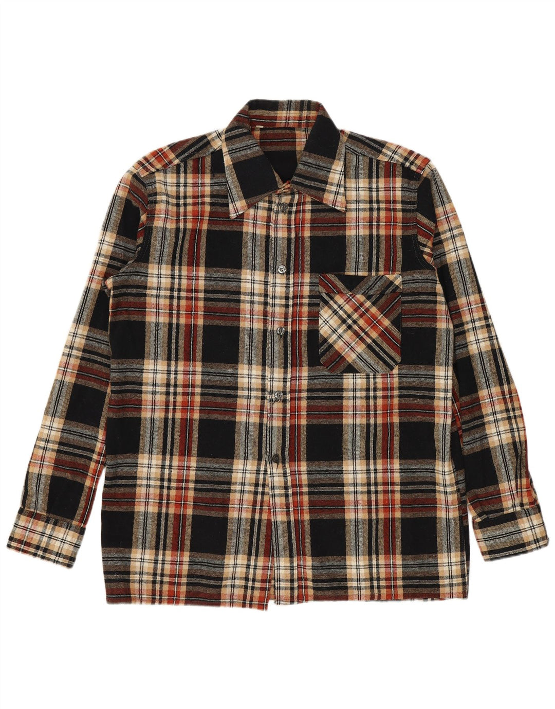 Camicia vintage da uomo in flanella taglia 39 poliacrilico a quadri multicolore medio