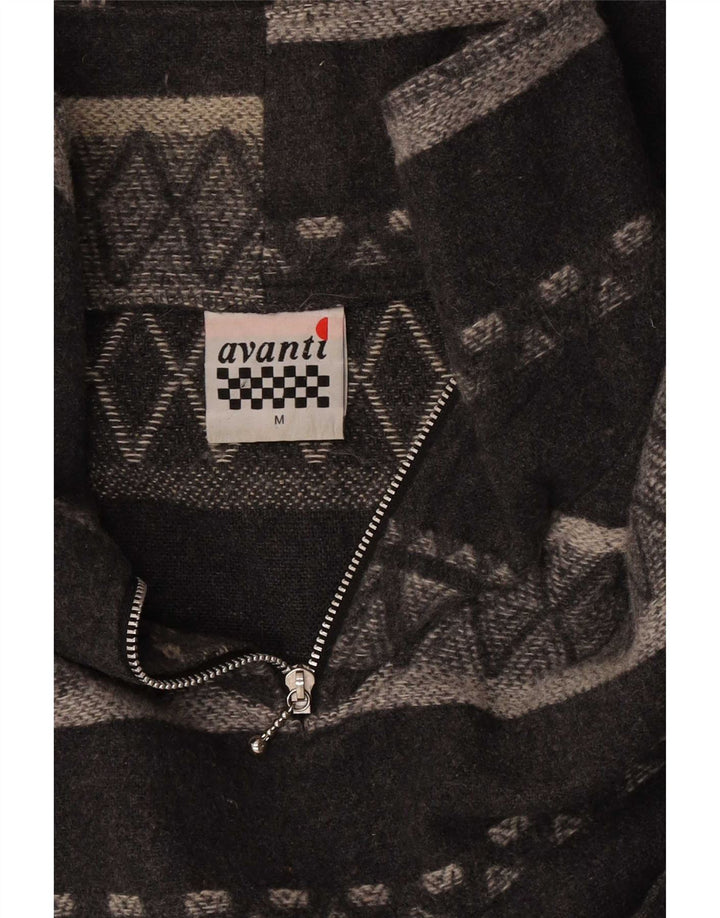 Felpa oversize da uomo con zip e collo Avanti, grigio medio geometrico