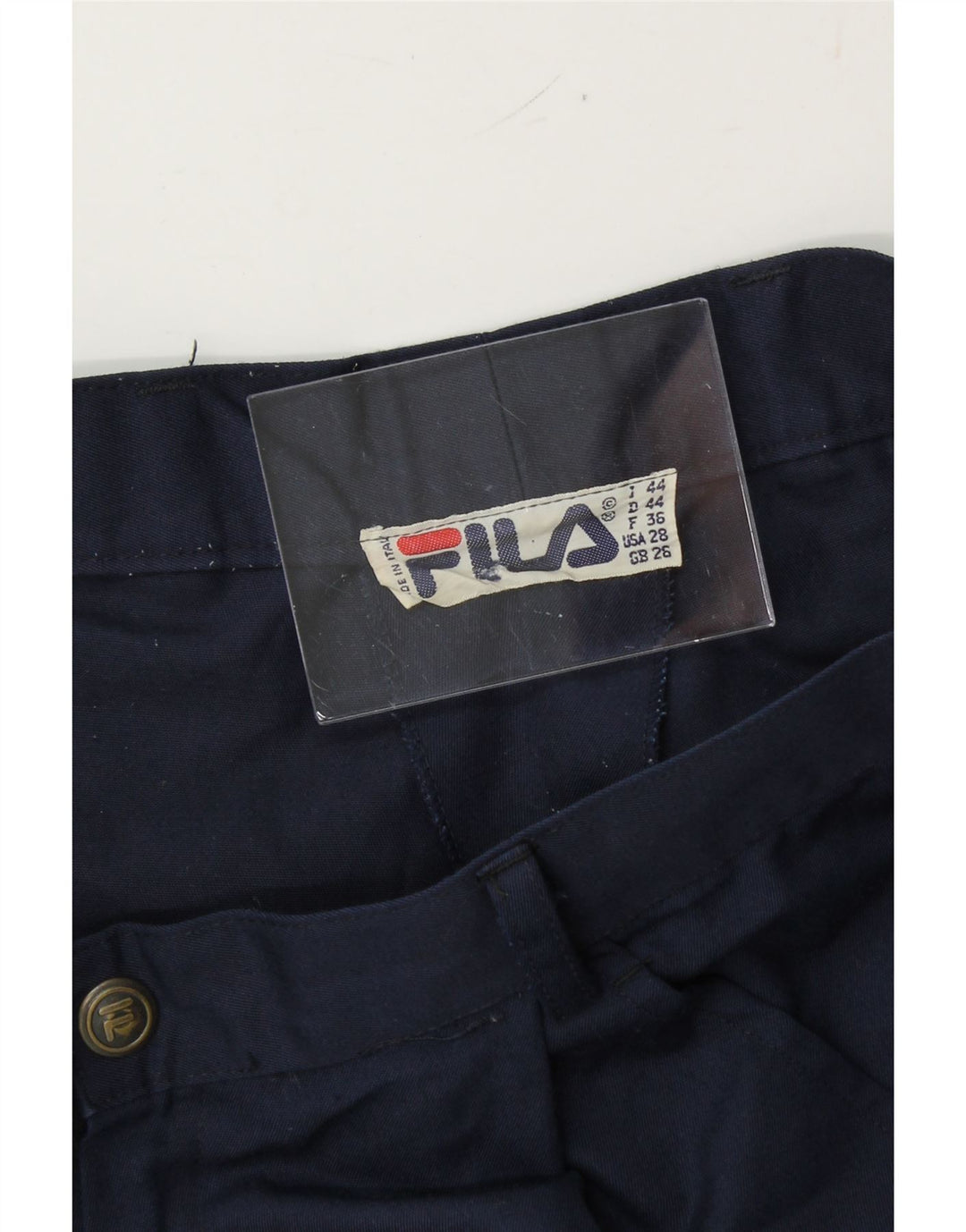 FILA Womens Pegged Chino Shorts W26 Medium Navy Blue Vintage Fila and Second-Hand Fila from Messina Hembry 