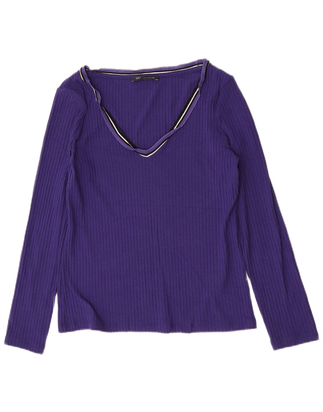Marks & Spencer Top da donna a maniche lunghe UK 10 Small Viola Poliestere