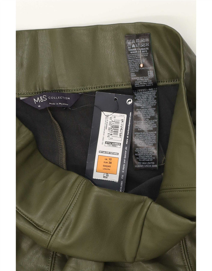 Leggings in ecopelle da donna Marks & Spencer UK 10 piccoli poliestere verde