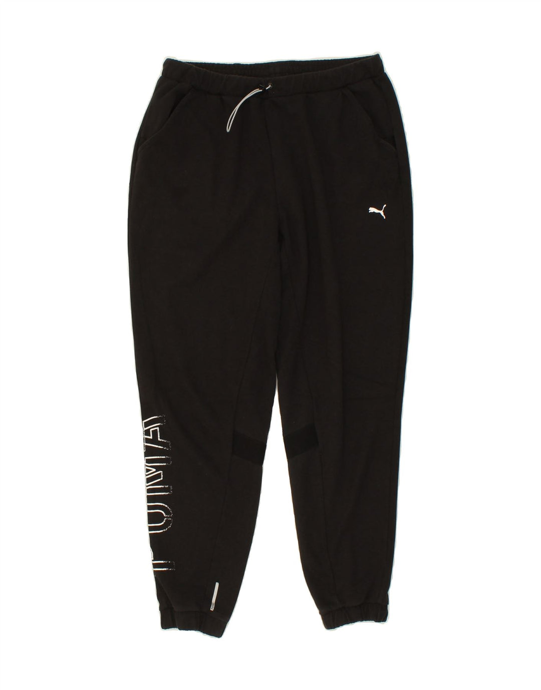 PUMA Womens Graphic Tracksuit Trousers Joggers UK 12 Medium Black Vintage Puma and Second-Hand Puma from Messina Hembry 