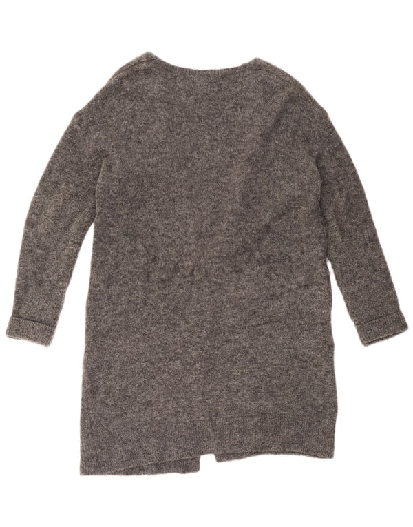 Maglione cardigan lungo oversize da donna Topshop UK 8 piccolo grigio screziato