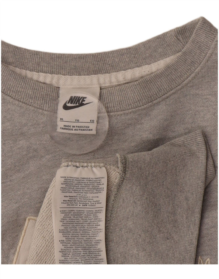 Felpa con grafica Nike da uomo, maglione XL, cotone grigio
