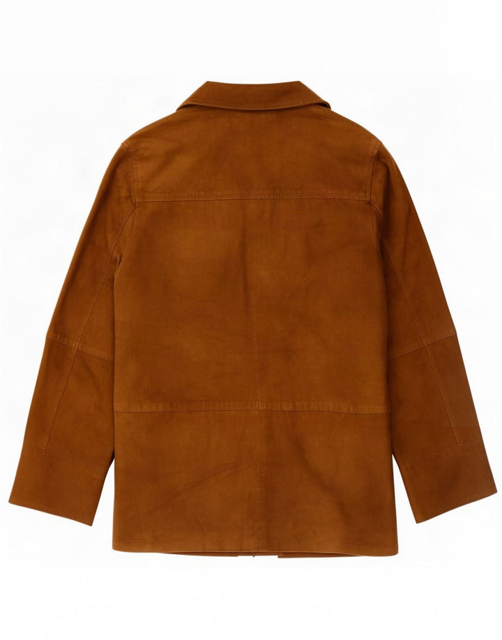 Vintage Womens Suede Jacket IT 44 Medium Brown Leather Classic