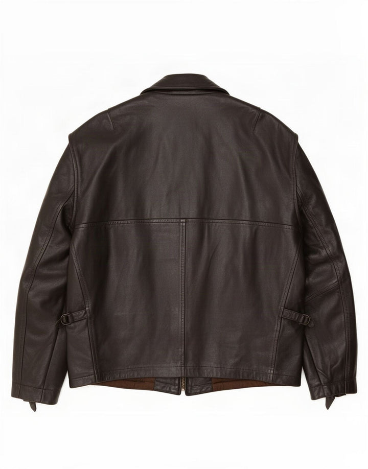 Giacca in pelle vintage da uomo IT 52 XL Marrone