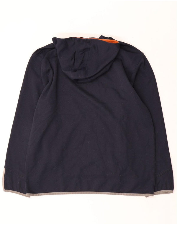 Felpa con cappuccio da uomo Adidas con zip e collo, media, in poliestere blu navy