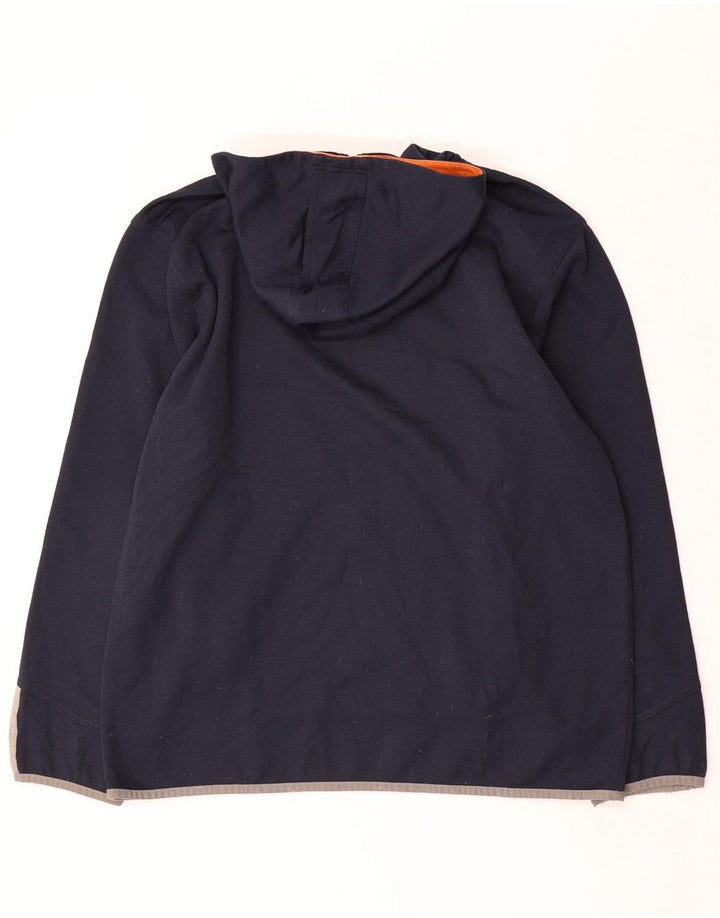 Felpa con cappuccio da uomo Adidas con zip e collo, media, in poliestere blu navy