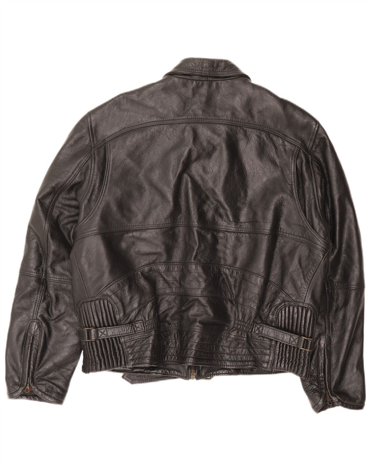 Giacca in pelle vintage da uomo UK 38 media nera