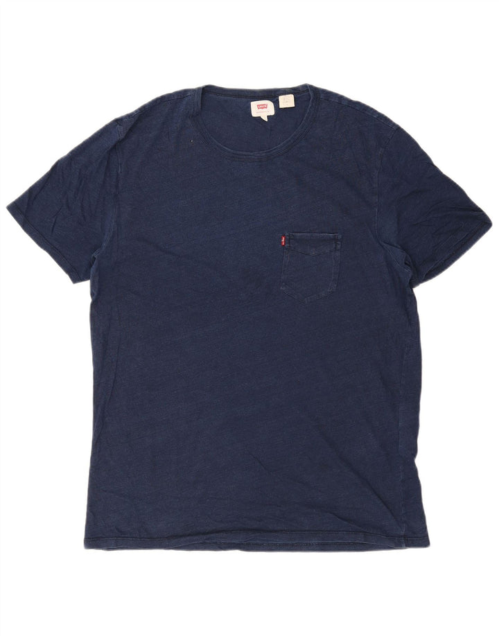 T-shirt da uomo LEVI'S Top grande in cotone screziato blu navy