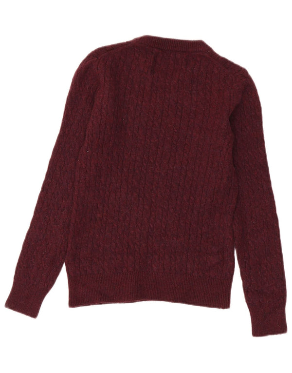 Maglione maglione girocollo da donna Jack Wills UK 8 piccolo lana merino bordeaux