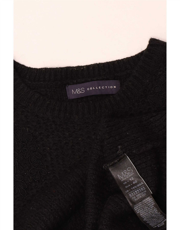 Maglione maglione con scollo a barca da donna Marks & Spencer UK 12 medio nero floreale