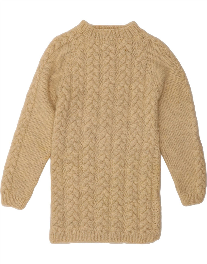 VINTAGE Womens Longline Turtle Neck Jumper Sweater UK 8 Small Beige Vintage Vintage and Second-Hand Vintage from Messina Hembry 