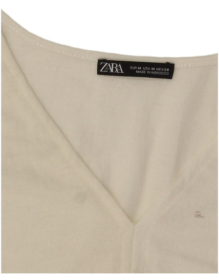 Top corto corto oversize da donna Zara UK 14 medio bianco sporco