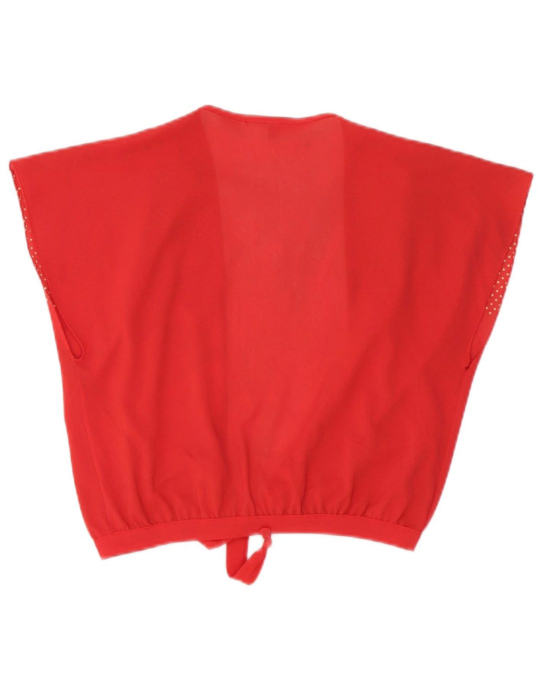 Top cardigan con cravatta vintage da donna IT 46 grande triacetato maculato rosso
