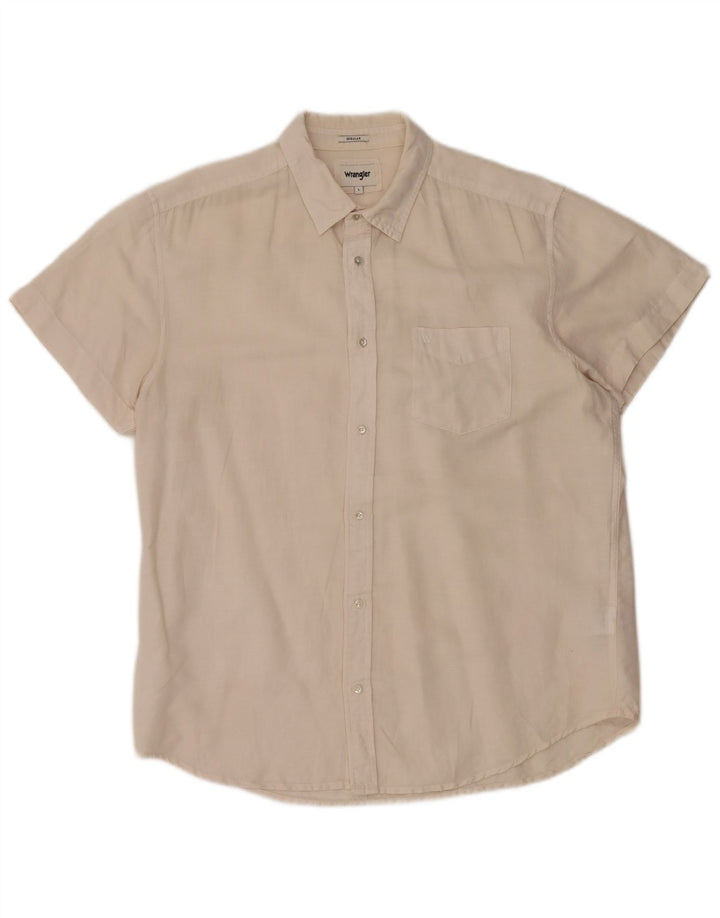 Camicia Wrangler da uomo a maniche corte, vestibilità regolare, grande, in lino bianco sporco