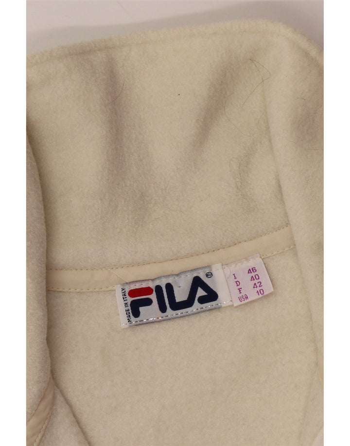 Maglione in pile da donna con collo e zip grafica FILA IT 46 Large Off White geometrico