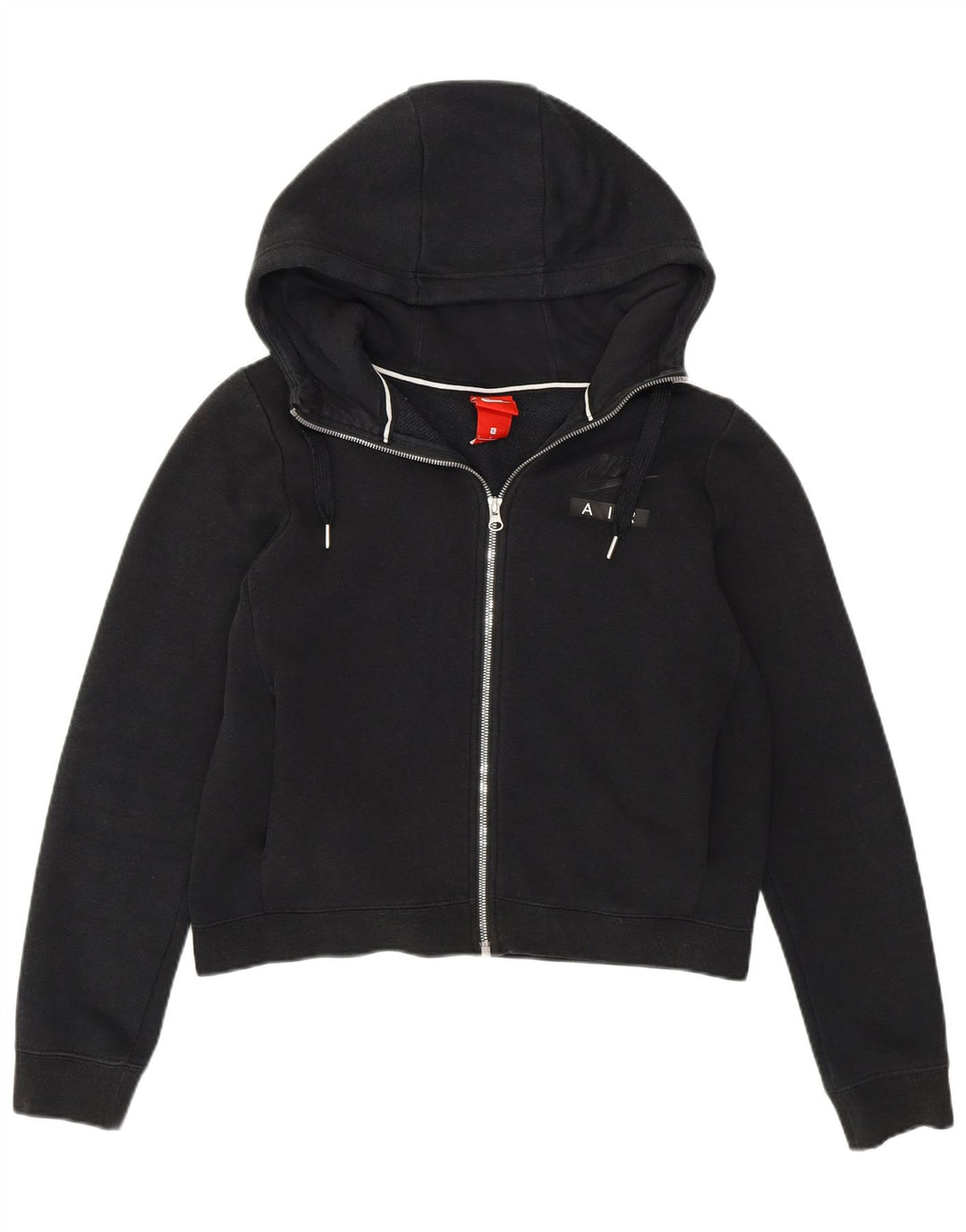 Felpa con cappuccio e zip corta oversize da donna Nike UK 10 piccola in cotone nero