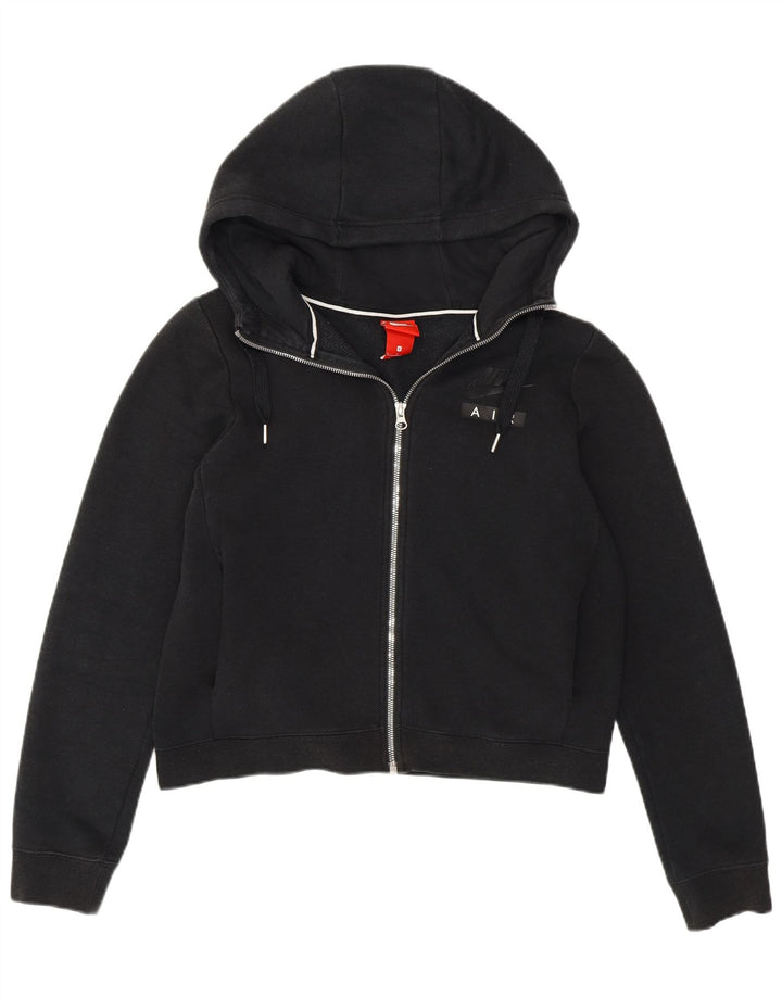 Felpa con cappuccio e zip corta oversize da donna Nike UK 10 piccola in cotone nero